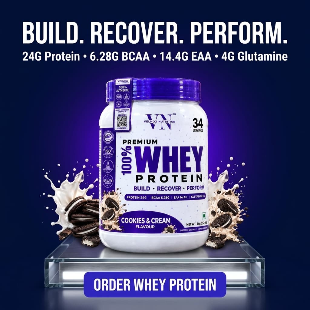 Velnox Nutrition Premium 100% Whey Protein — Build, Recover, Perform