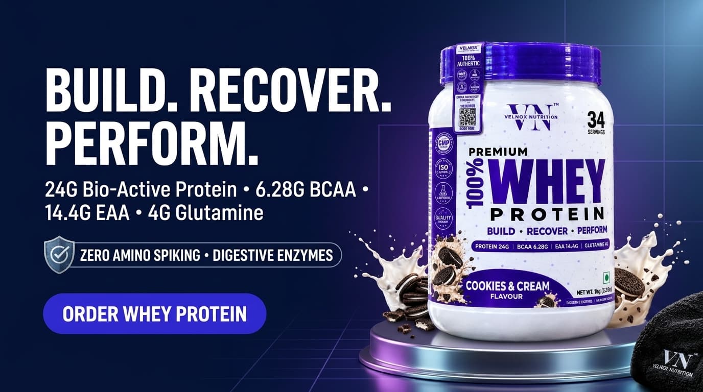 Velnox Nutrition Premium 100% Whey Protein — Build, Recover, Perform